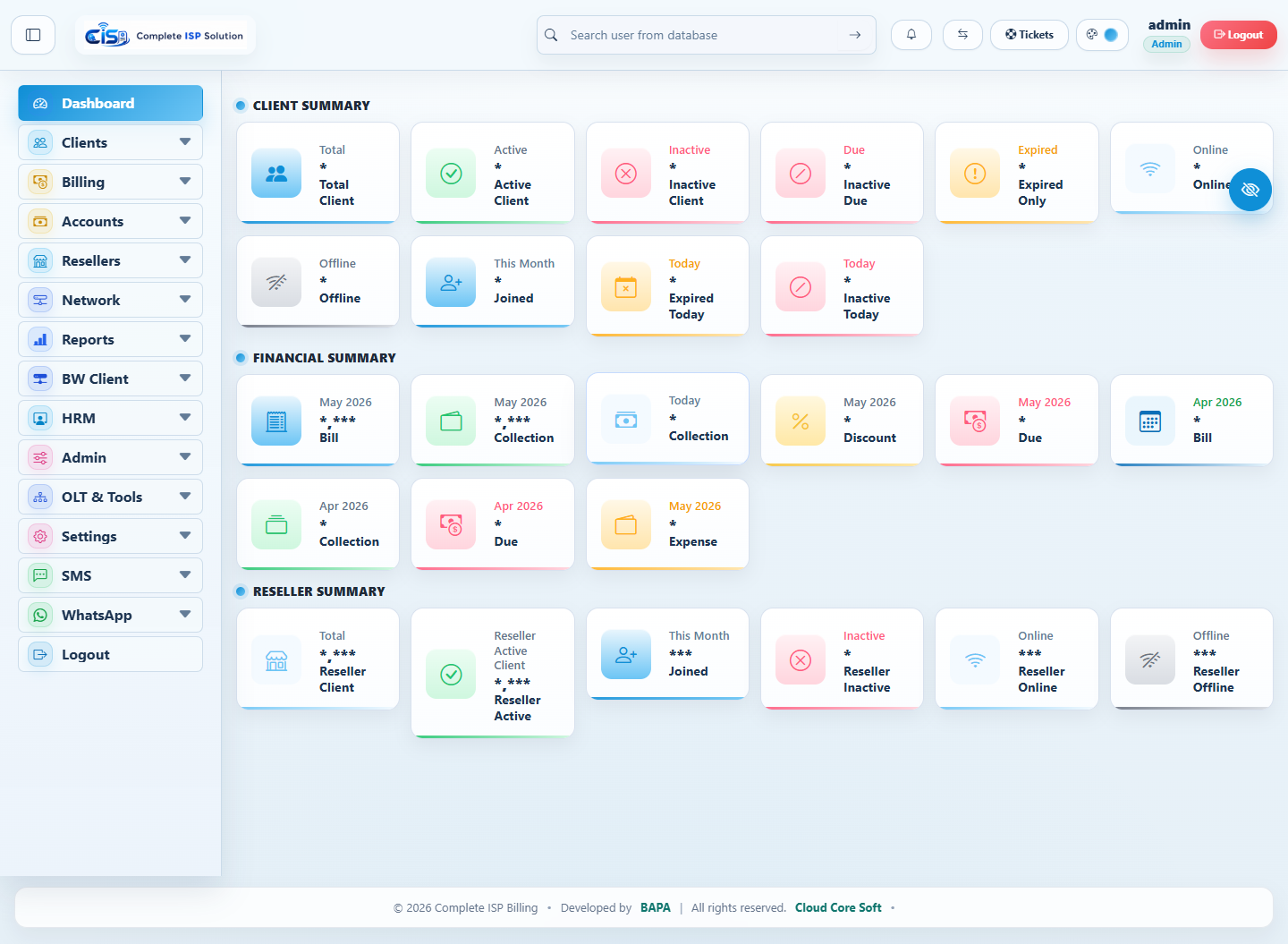 Complete ISP Billing dashboard screenshot